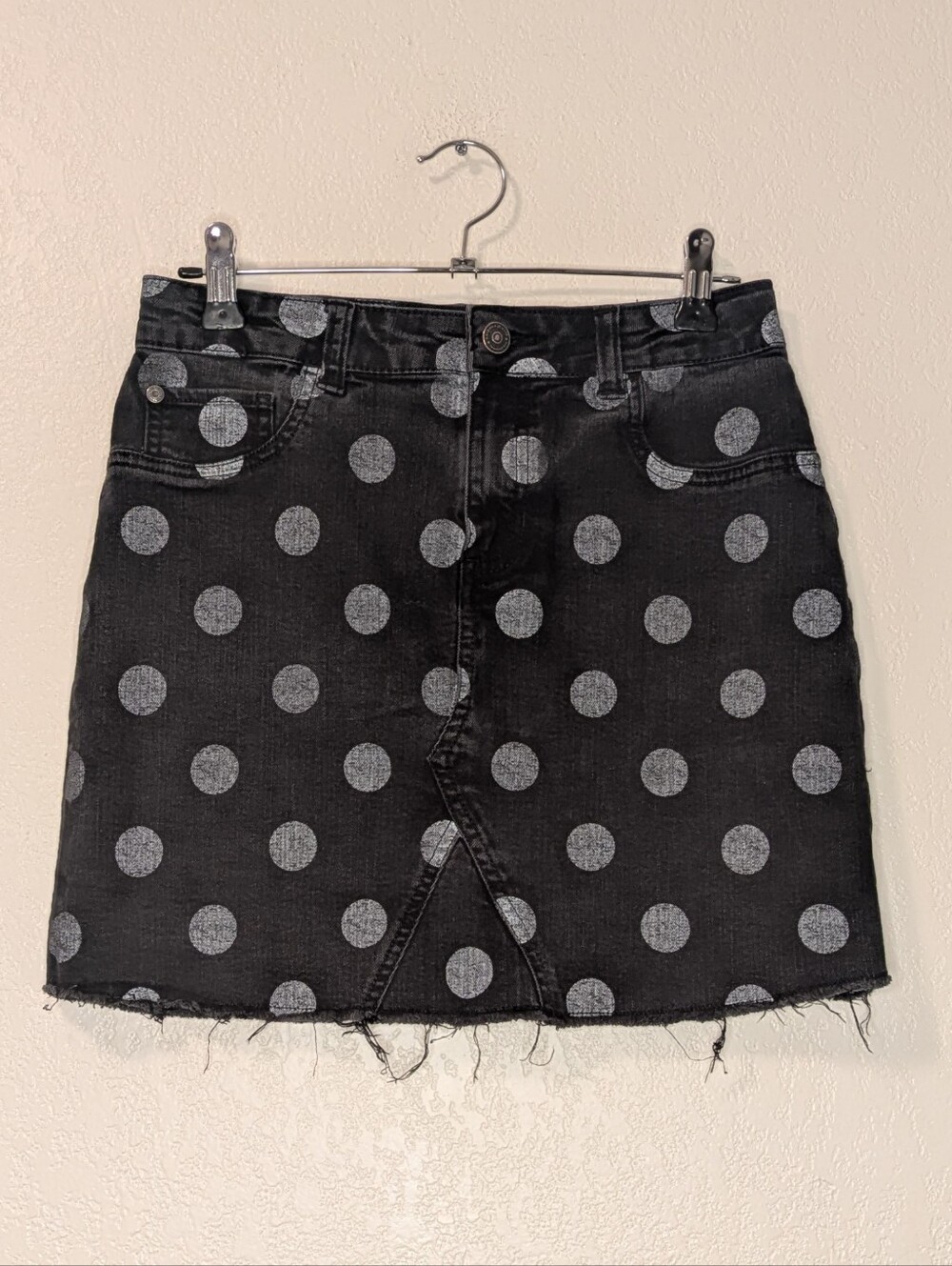 Arizona Jean Co Black Polka Dot Denim Mini Skirt